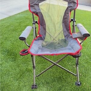 Folding Camp Chair with Cup Holder - Gray and Red
